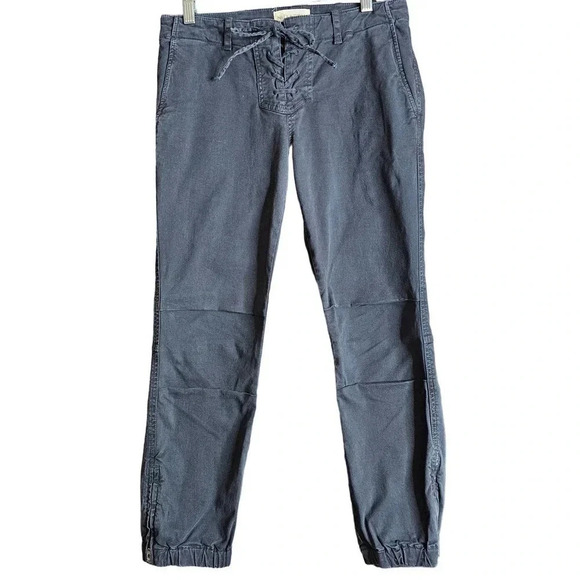 Nili Lotan Lace-Up Fly Ankle Zip Jogger Pants Navy Blue Size 4 - Picture 1 of 6